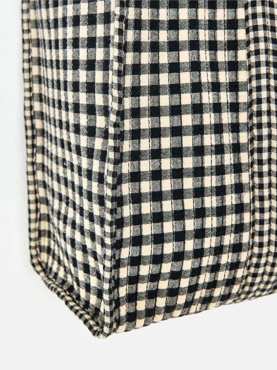 Oliver Bonas Black Gingham FabricnTote Bag