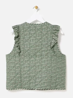 Oliver Bonas Green Checked Heart Quilted Gilet