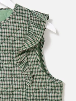 Oliver Bonas Green Checked Heart Quilted Gilet