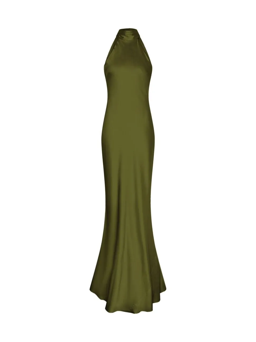 Omnes Green Milos Maxi Halter Neckline Dress with Back Bow Detail