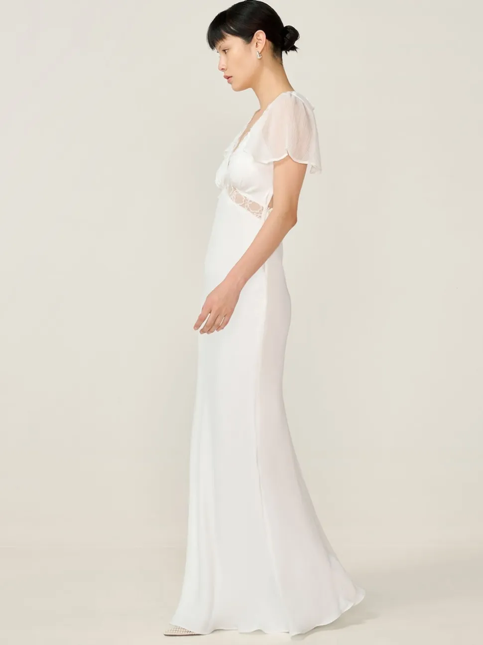Omnes White Meadow Bridal Maxi Dress with Lace Detail