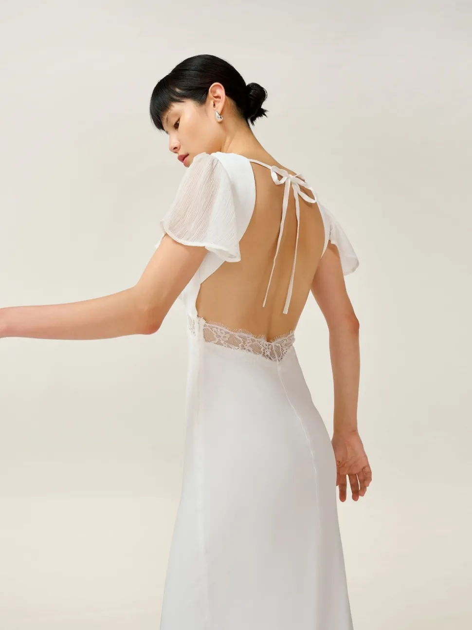Omnes White Meadow Bridal Maxi Dress with Lace Detail