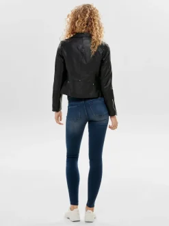 ONLY Black Faux Leather Biker Jacket