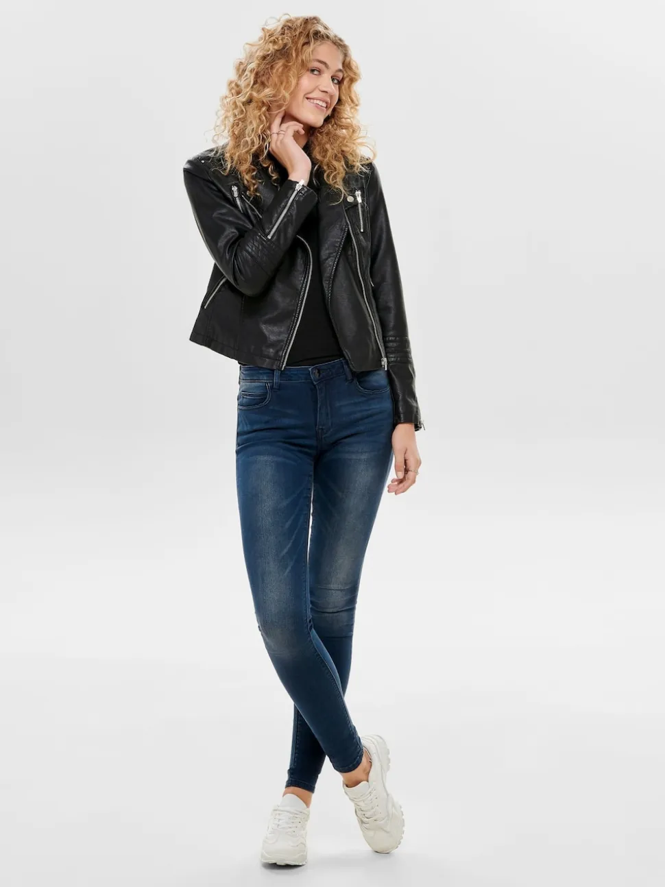 ONLY Black Faux Leather Biker Jacket