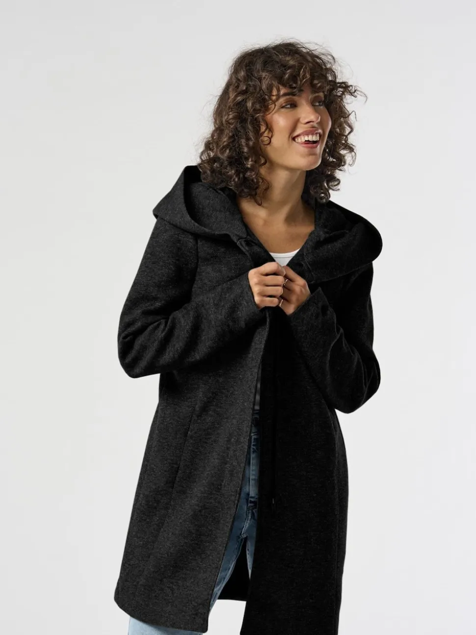 ONLY Black Hooded Smart Coat