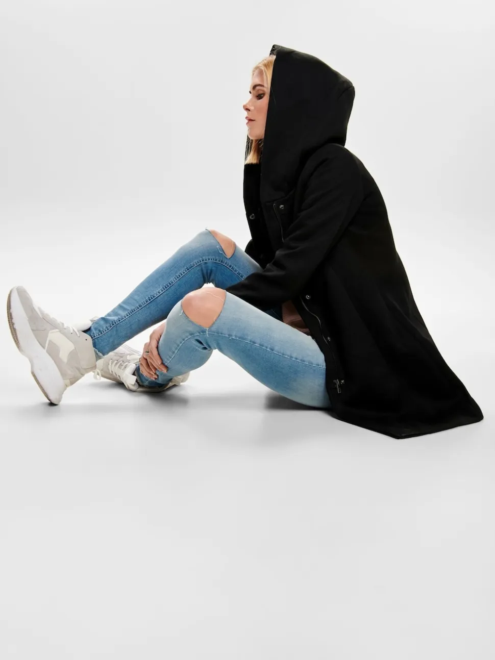 ONLY Black Hooded Smart Coat