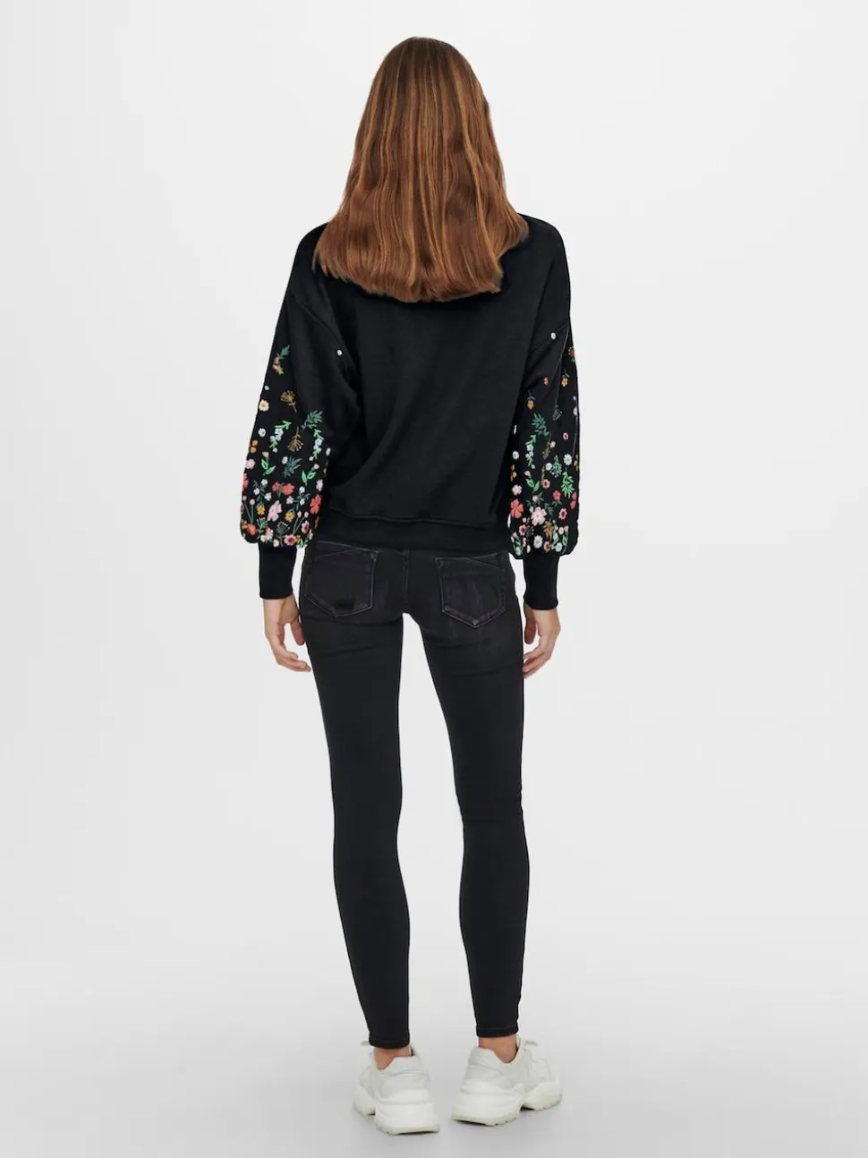 ONLY Black Long Sleeve Flower Detail Jumper