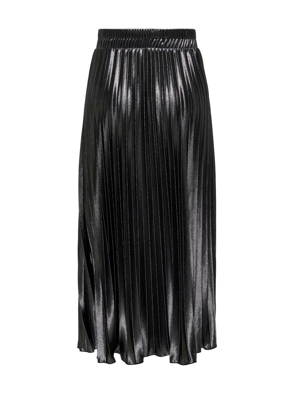 ONLY Black Metallic Pleated Midi Skirt