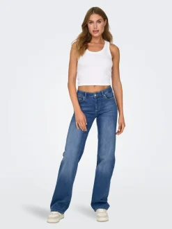 ONLY Blue Blush Mid Rise Straight Leg Jeans With Super Stretch
