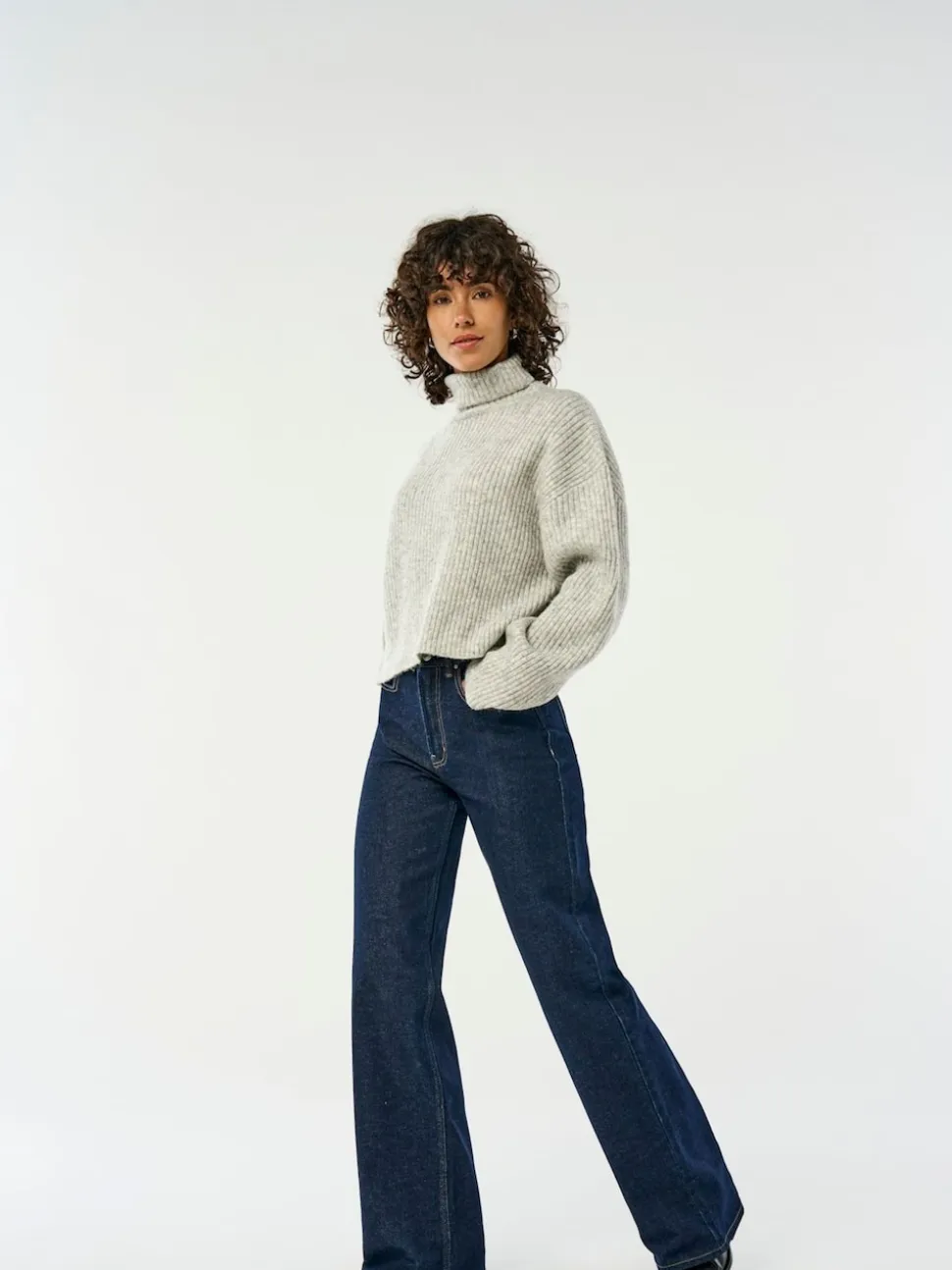 ONLY Blue Indigo High Waisted Wide Leg 100% Cotton Jeans