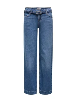ONLY Blue Low Waist Wide Leg Belt Jeans