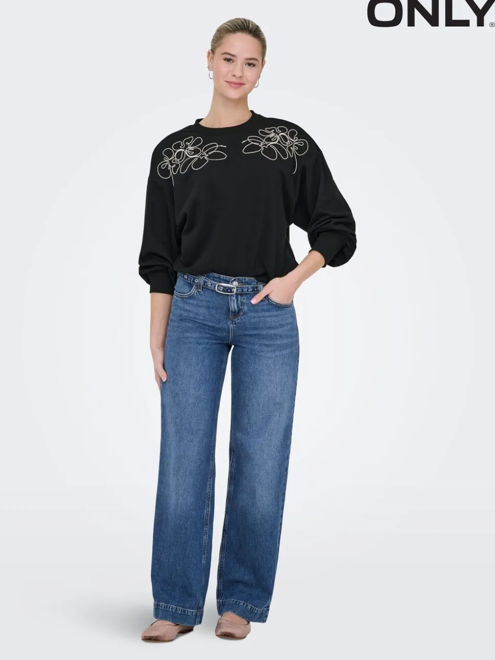 ONLY Blue Low Waist Wide Leg Belt Jeans