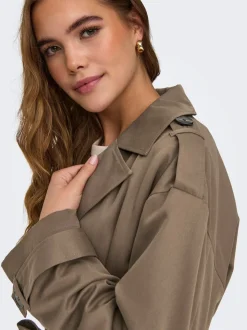 ONLY Brown Long Trench Coat