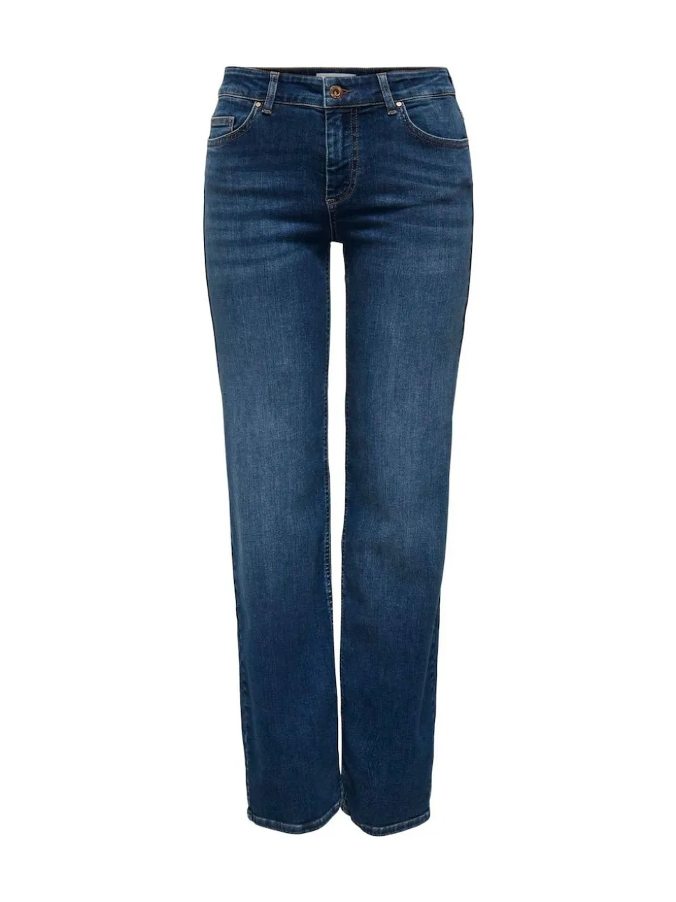 ONLY Dark Blue Blush Mid Rise Straight Leg Jeans With Super Stretch
