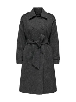 ONLY Grey Herringbone Winter Trench Coat