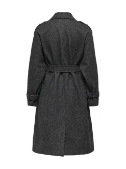ONLY Grey Herringbone Winter Trench Coat