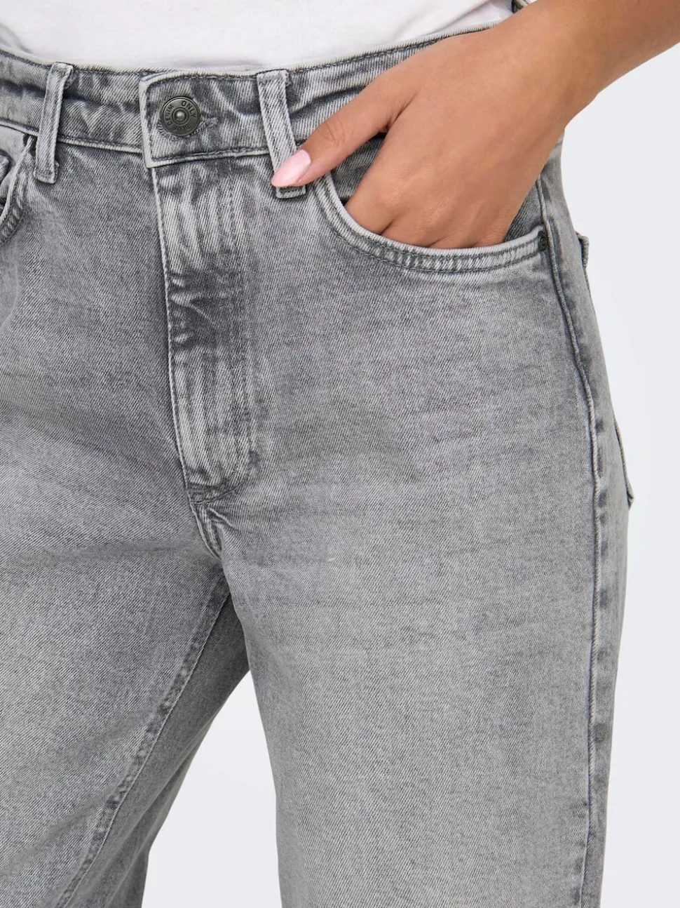 ONLY Grey High Waisted Wide Leg 100% Cotton Jeans