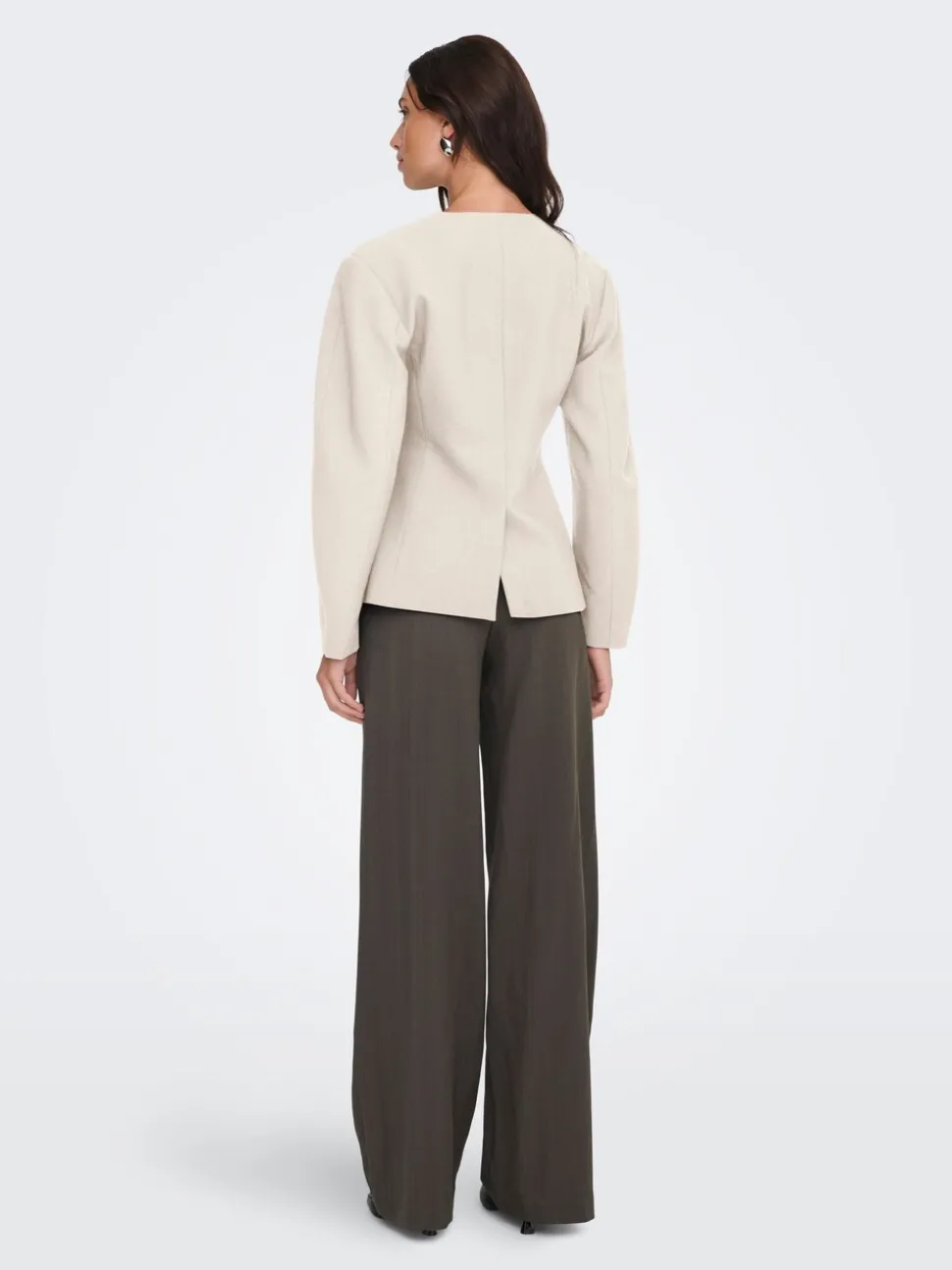 ONLY Natural Balloon Sleeve V-Neck Blazer
