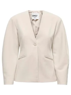 ONLY Natural Balloon Sleeve V-Neck Blazer