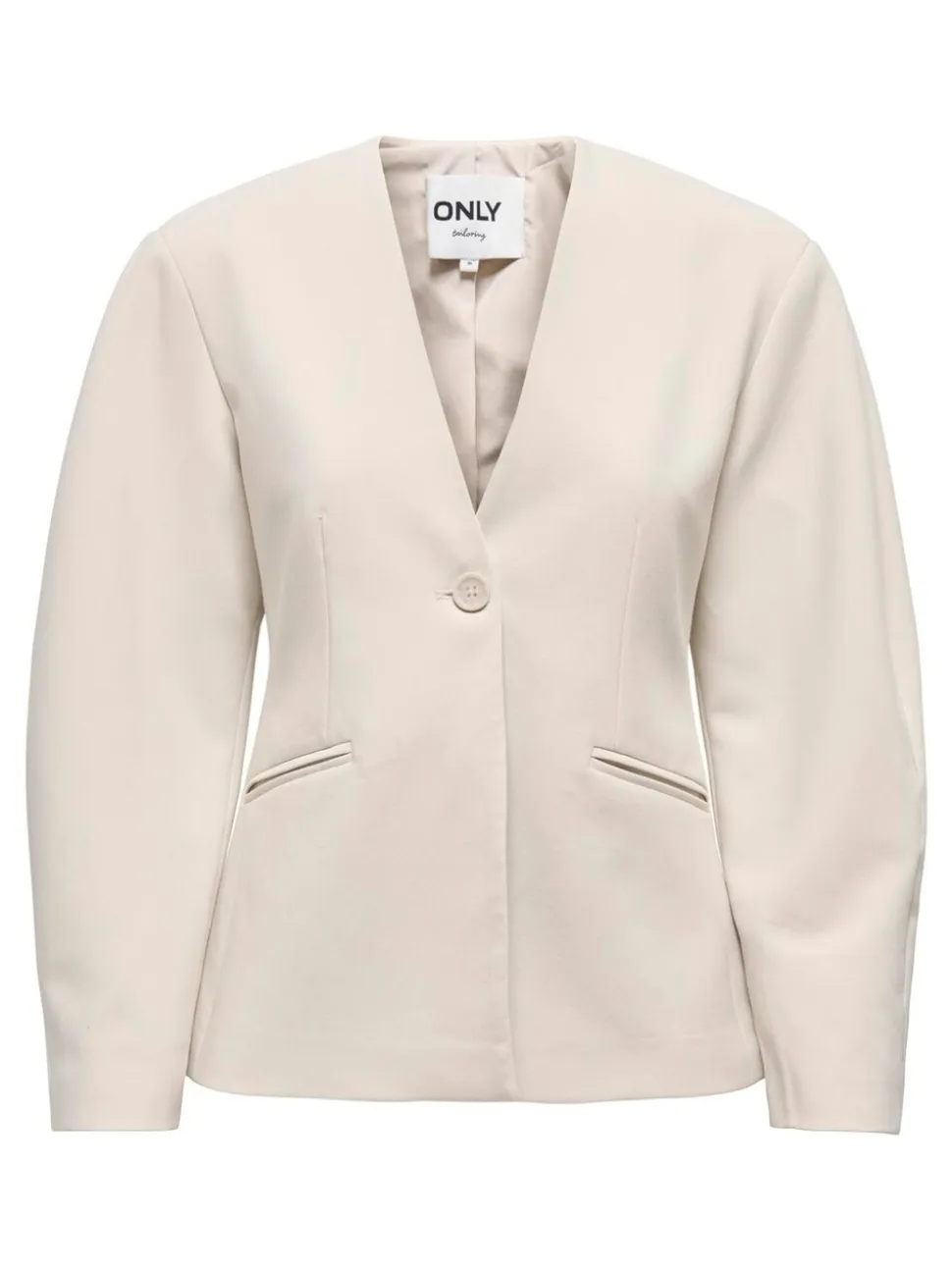 ONLY Natural Balloon Sleeve V-Neck Blazer