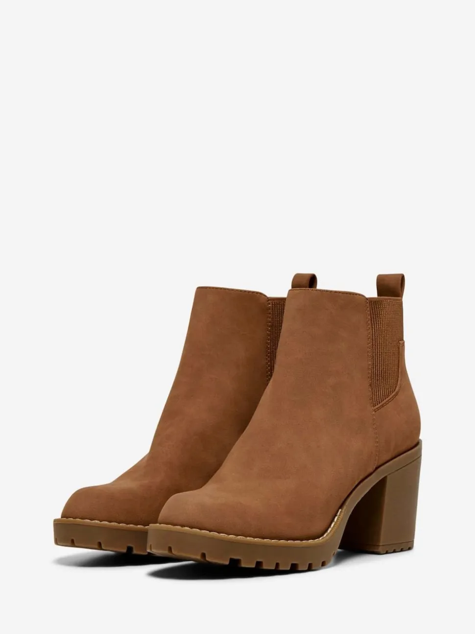ONLY Tan Block Heel Chelsea Boots