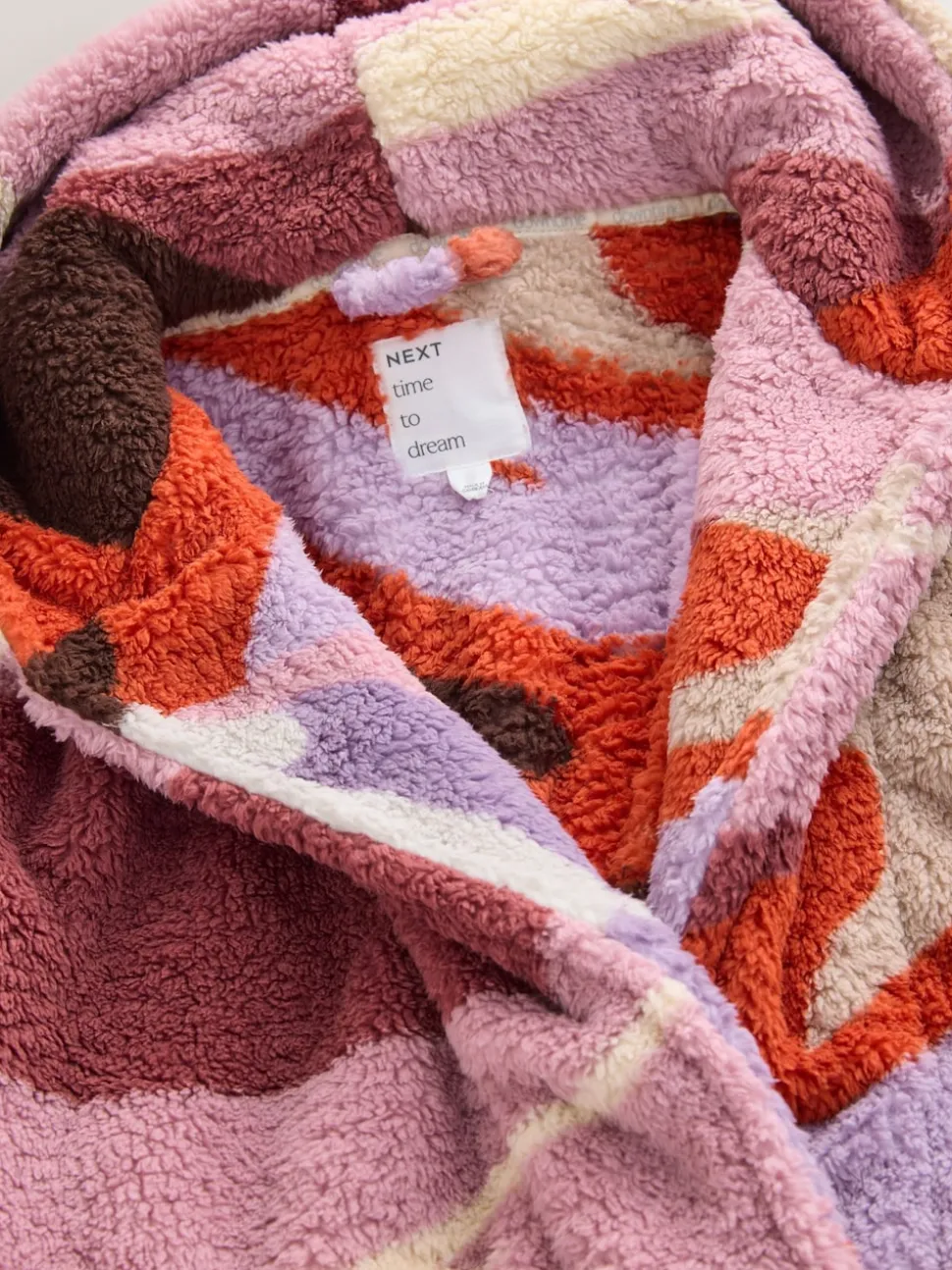 Orange Abstract Scene Print Teddy Borg Dressing Gown