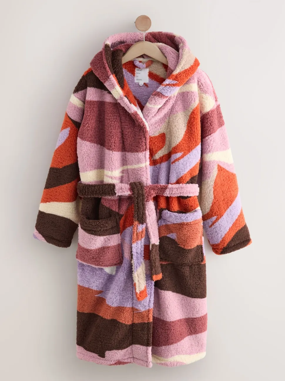 Orange Abstract Scene Print Teddy Borg Dressing Gown