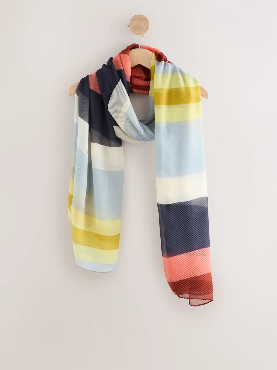Orange Bright Stripe Plisse Lightweight Scarf