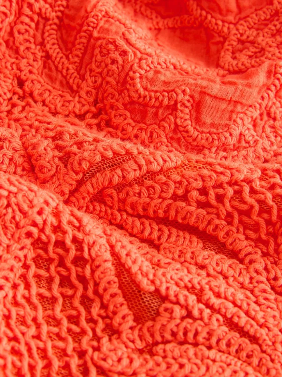 Orange Crochet Short Sleeve Shirt