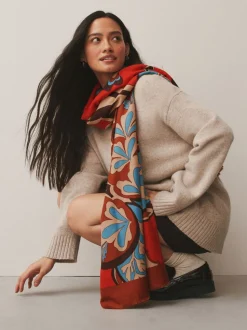 Orange Paisley Print Midweight Scarf