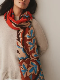 Orange Paisley Print Midweight Scarf