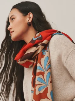 Orange Paisley Print Midweight Scarf