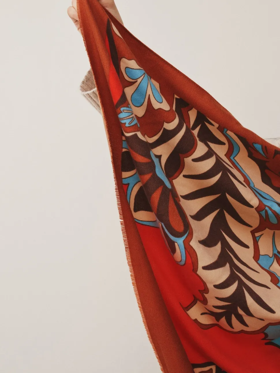 Orange Paisley Print Midweight Scarf