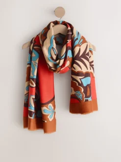 Orange Paisley Print Midweight Scarf