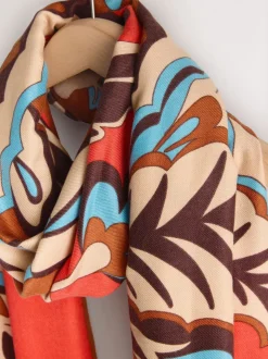 Orange Paisley Print Midweight Scarf