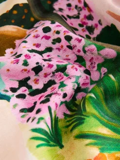 Orange Palms Viscose/Linen Blend Button Through Pyjamas