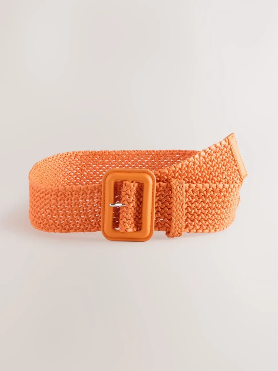 Orange Wide Raffia Effect Belt