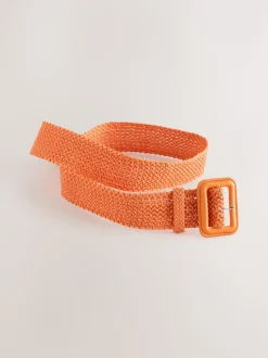 Orange Wide Raffia Effect Belt