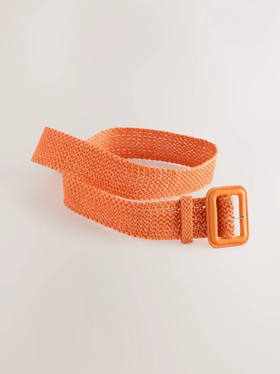 Orange Wide Raffia Effect Belt