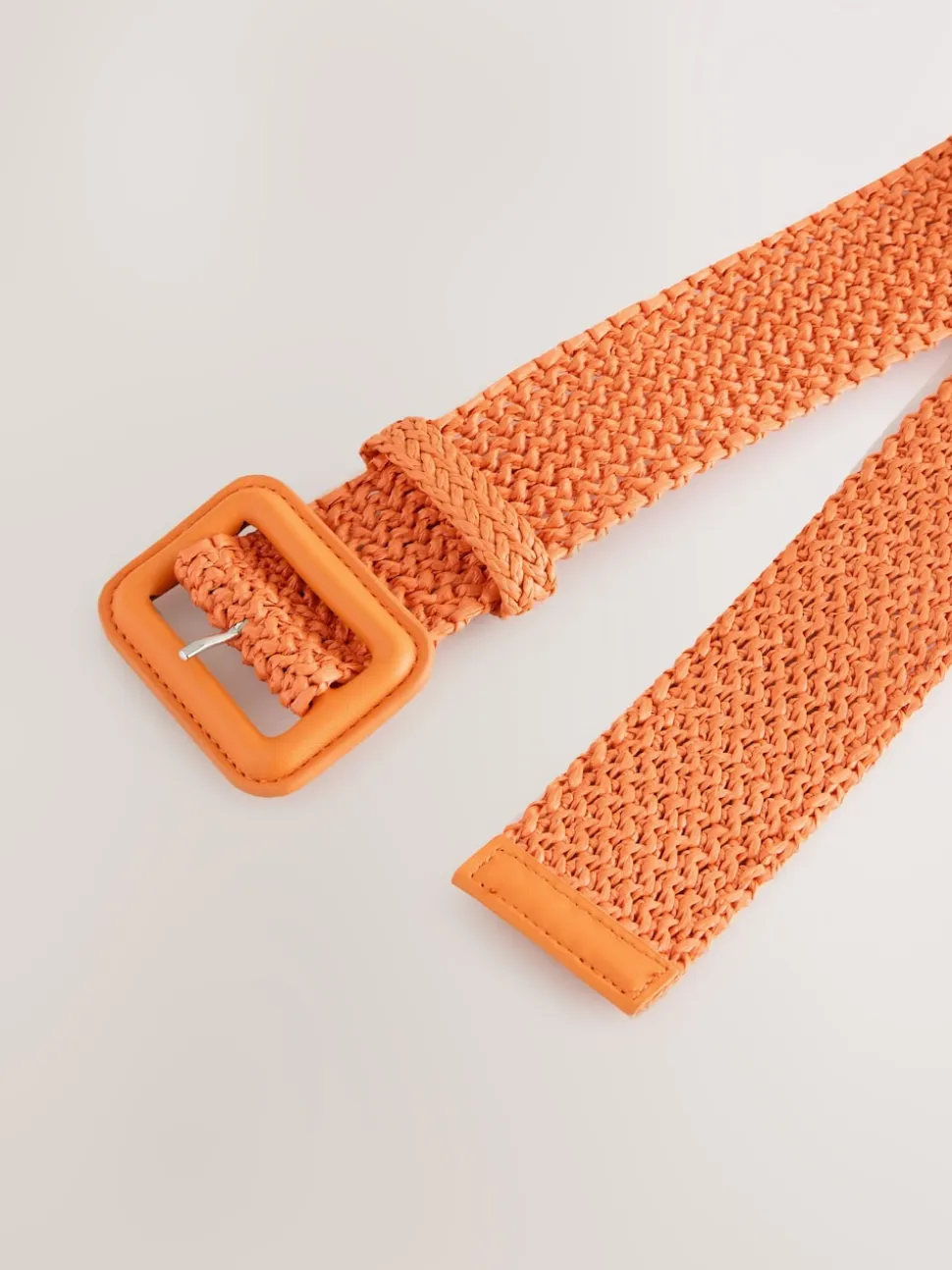 Orange Wide Raffia Effect Belt