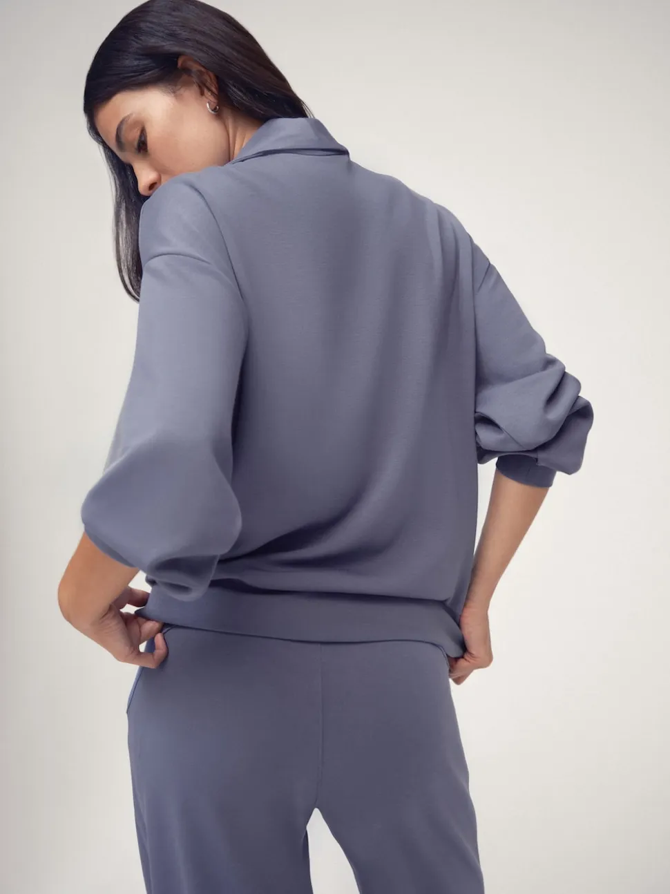 OSIA Blue 1/4 Zip Modal Sweat Top