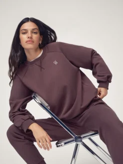 OSIA Brown Crew Neck Oversized Sweatshirt