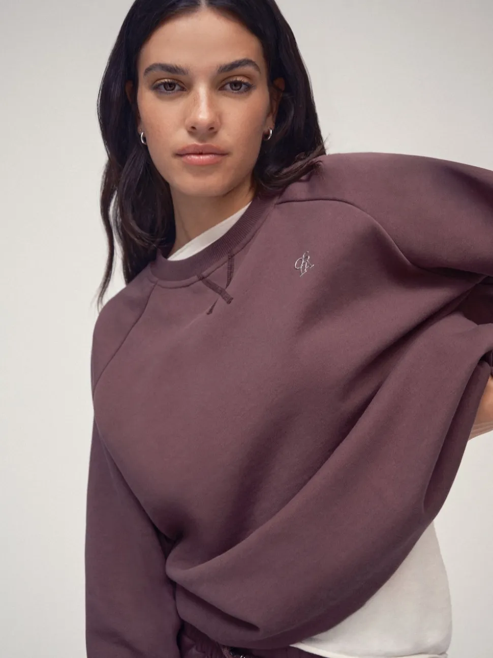 OSIA Brown Crew Neck Oversized Sweatshirt