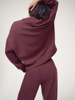 OSIA Burgundy Red Modal Crew Neck Sweatshirt