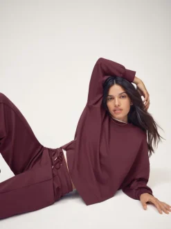 OSIA Burgundy Red Modal Crew Neck Sweatshirt