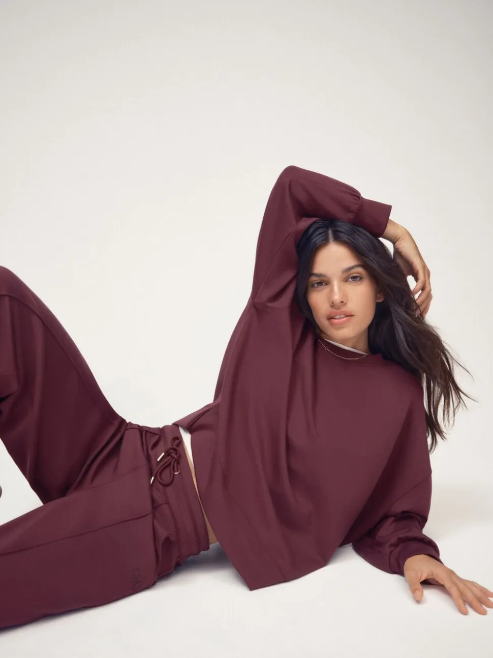 OSIA Burgundy Red Modal Crew Neck Sweatshirt