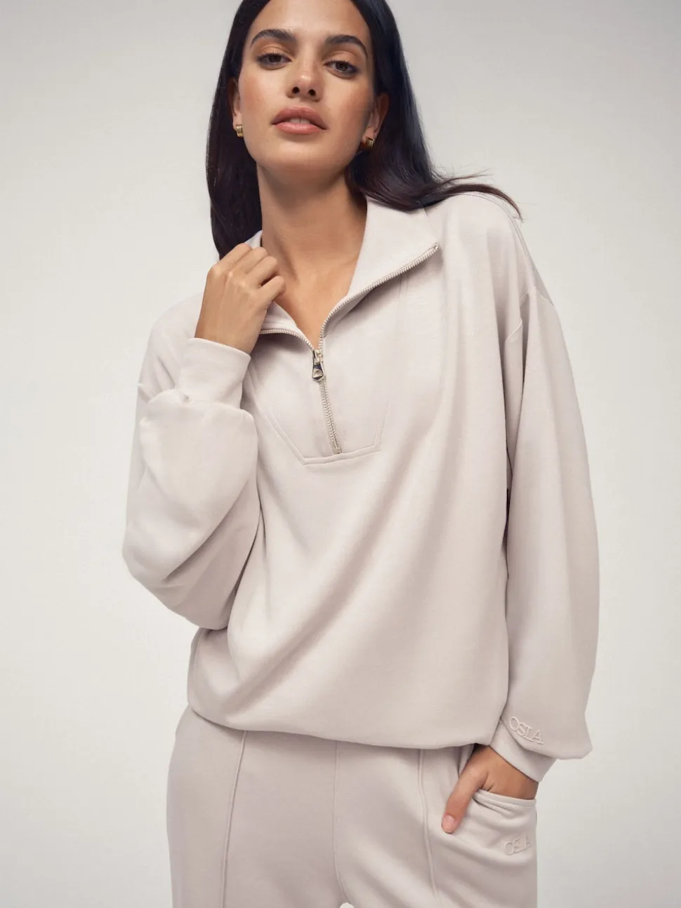 OSIA Neutral 1/4 Zip Modal Sweat Top