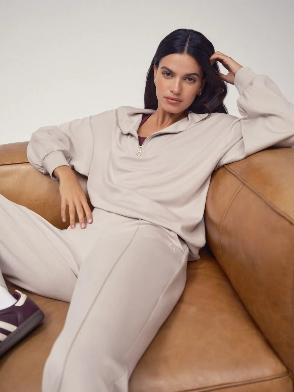 OSIA Neutral 1/4 Zip Modal Sweat Top