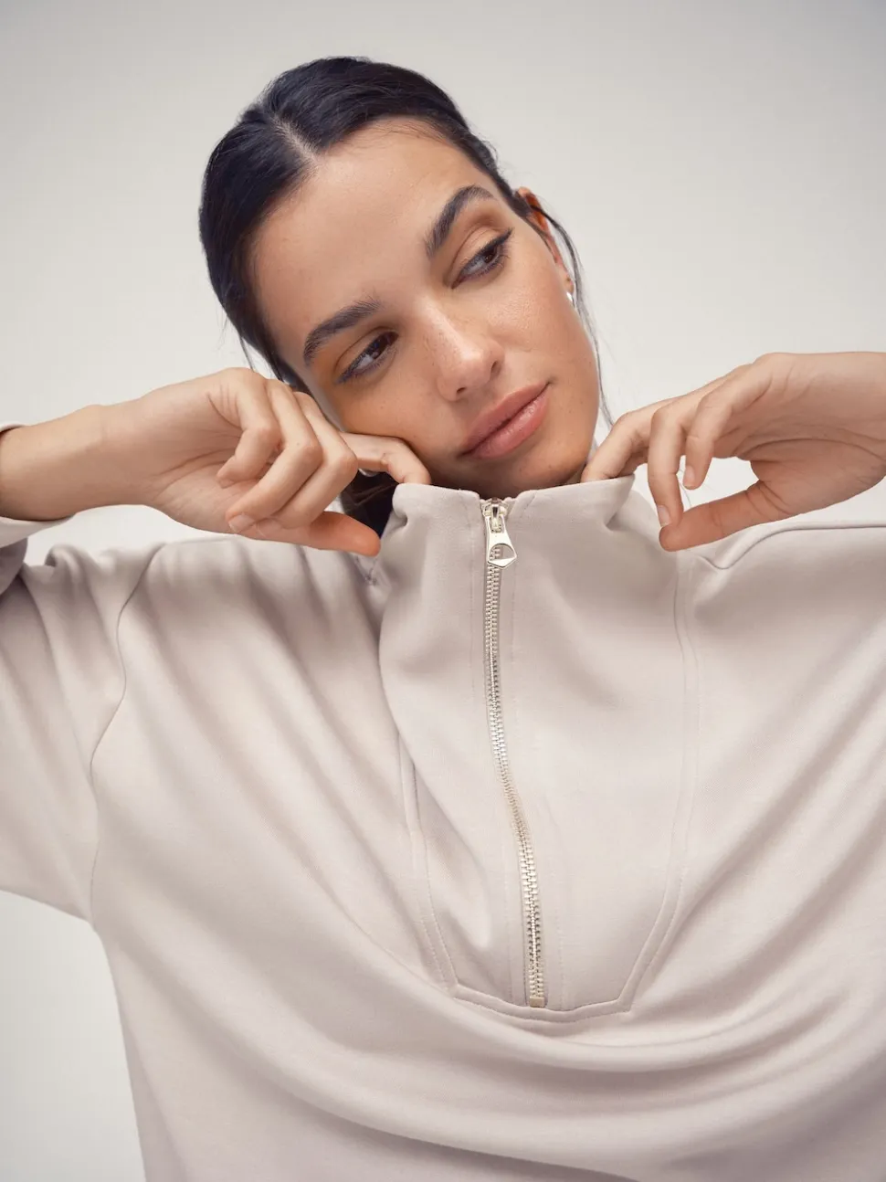 OSIA Neutral 1/4 Zip Modal Sweat Top