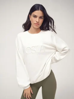 OSIA White Crew Neck Oversized Sweatshirt